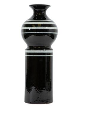 Bitossi Aldo Londi Black and White Striped Ceramic Vase